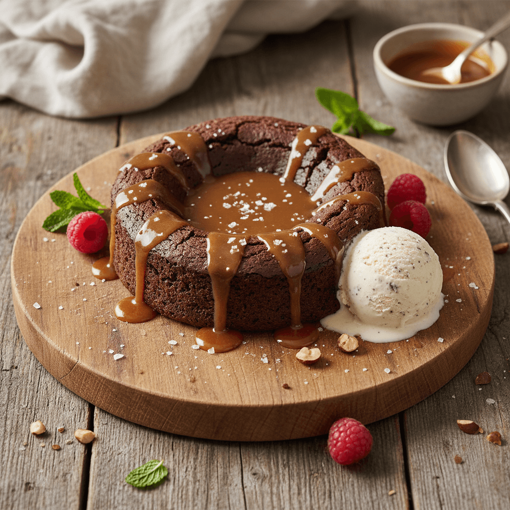 Krämig Kladdkaka med Salt Kolasås