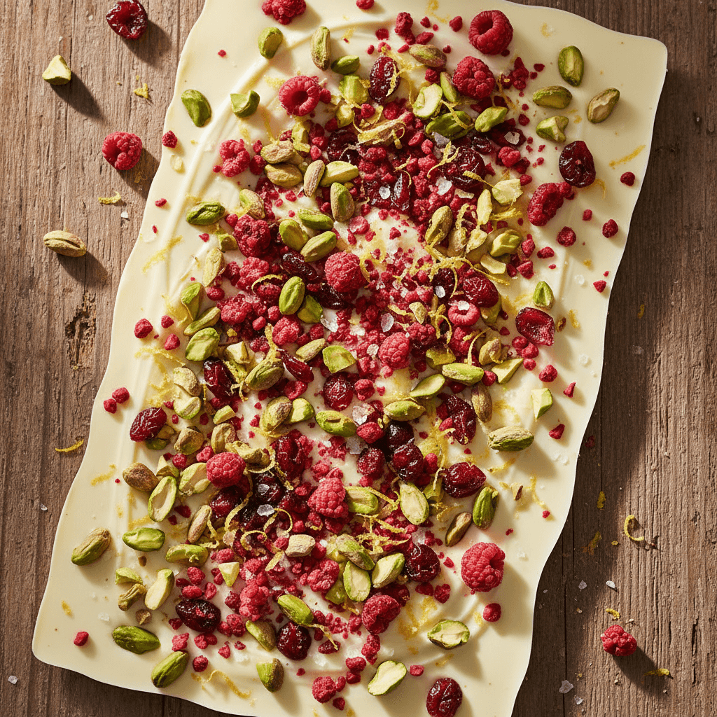 Vit Choklad-bark med Pistage